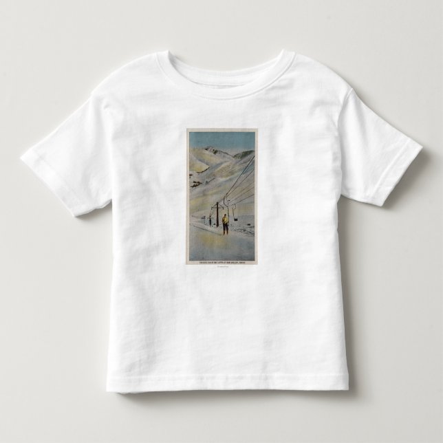Camiseta Infantil Sun Valley, cena de IDMountain, elevadores de (Frente)