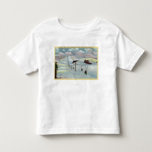 Camiseta Infantil Sun Valley, identificação - Sawtooth Mnts. Esqui (Frente)