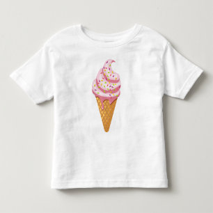 Camiseta Infantil Sundae de morango em cone de waffle com cobertura