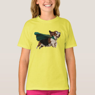 Camiseta Infantil Super-Herói Basset Hound Engraça