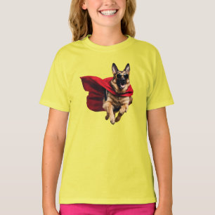 Camiseta infantil super-herói cachorro alemão engr