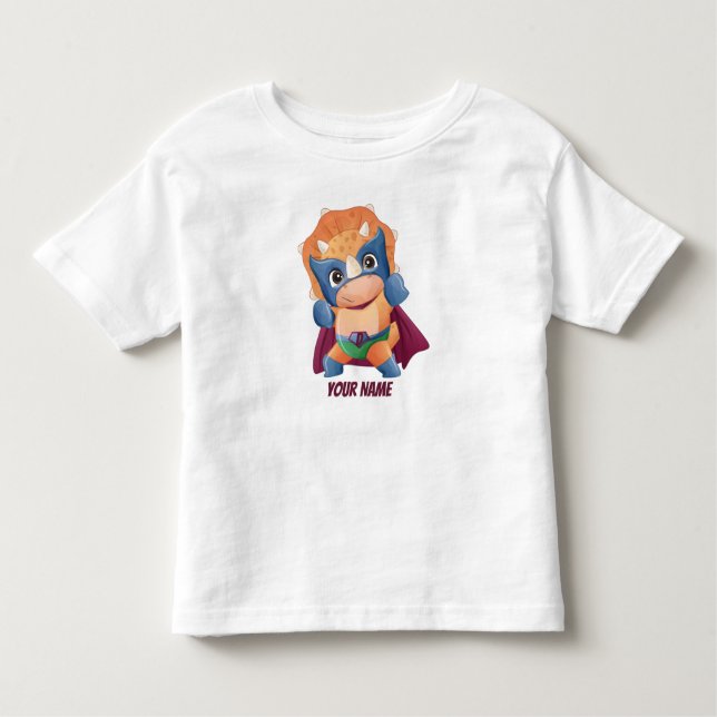 Camiseta Infantil Super-herói Tricerátops Dinossauro (Frente)