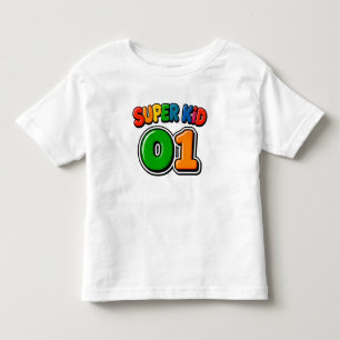Camiseta Infantil Super Kid 01 Letras Coloridas em Bolha