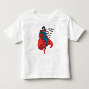Camiseta Infantil Supergirl Hovering in Blue Suit