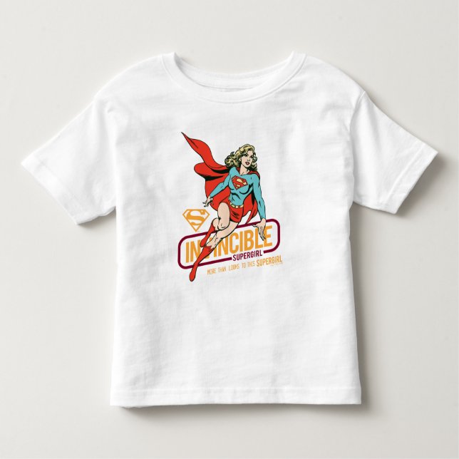 Camiseta Infantil Supergirl Invencível - Gráfico Retroativo (Frente)