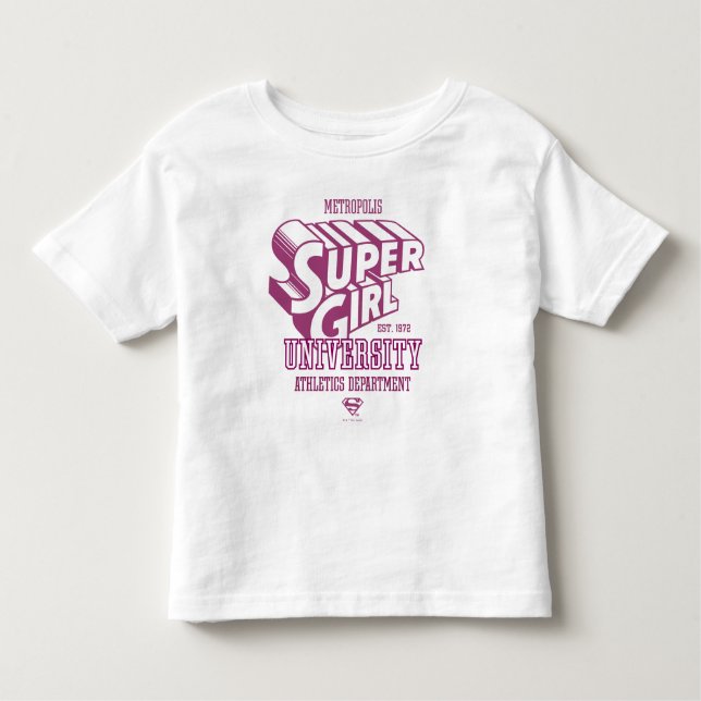 Camiseta Infantil Supergirl Metropolis University, Departamento de a (Frente)