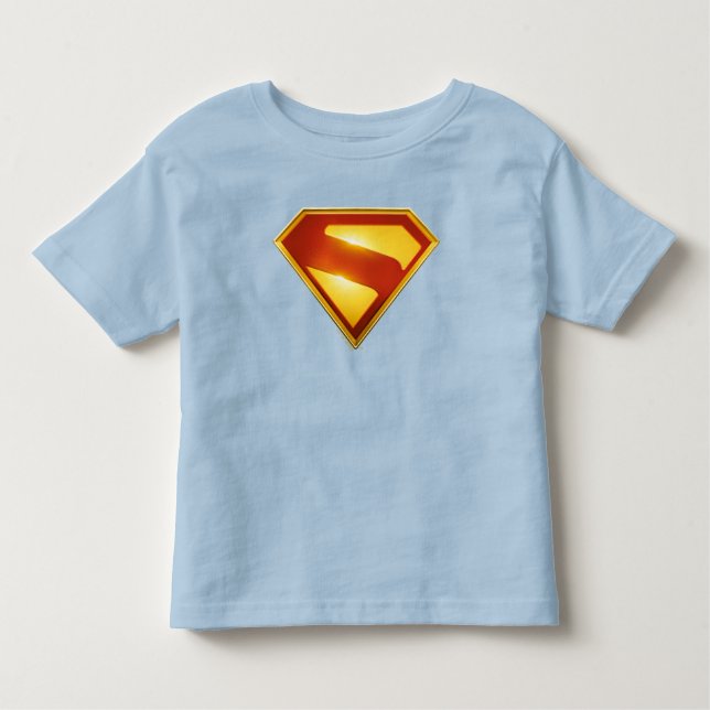 Camiseta Infantil Superman Escudo Dourado Brilhante (Frente)