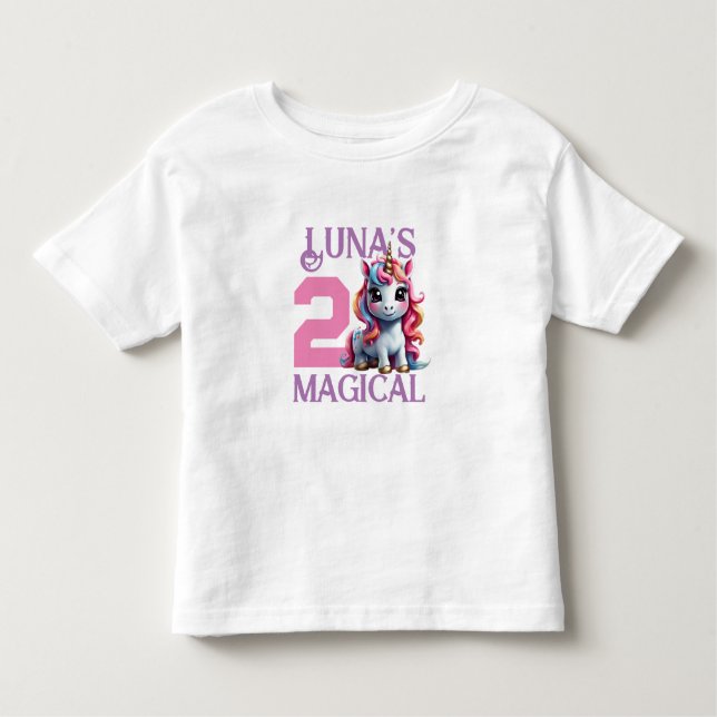Camiseta Infantil Suprimentos para festa de aniversário de unicórnio (Frente)