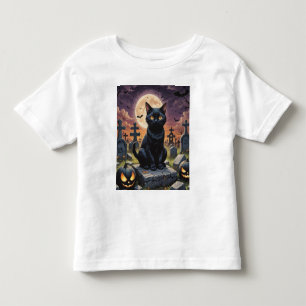 Camiseta Infantil Sussurros da Hora das Bruxas - Gato Negro