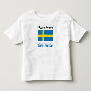 Camiseta Infantil Sverige e Bandeira Sueca Personalizado 