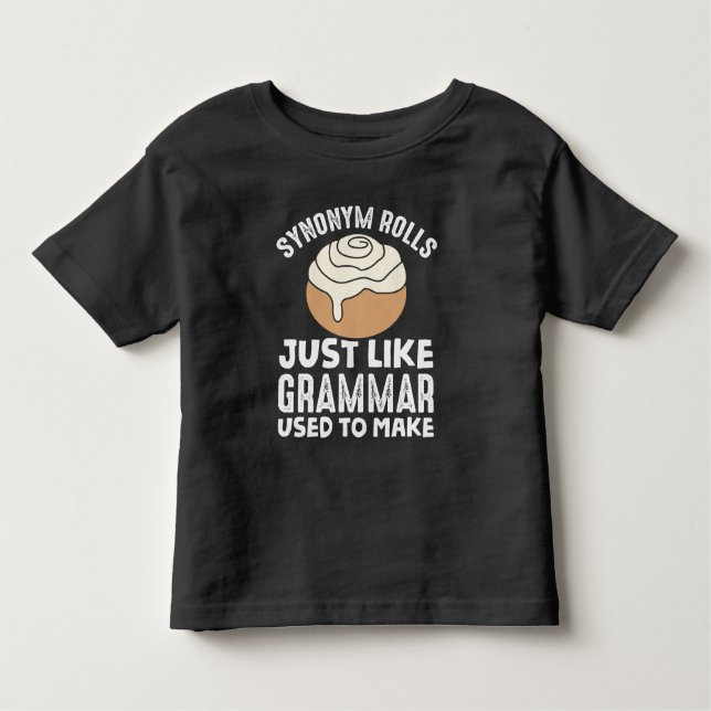 Camiseta Infantil Synonym Rolls Meme English Grammar Professor Pun (Frente)