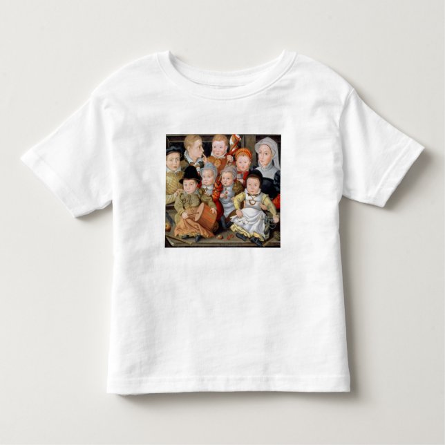 Camiseta Infantil T33337 Retrato de uma mãe com os seus oito filhos (Frente)
