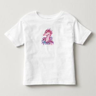 Camiseta Infantil T bonito do plissado da criança da arte do dragã
