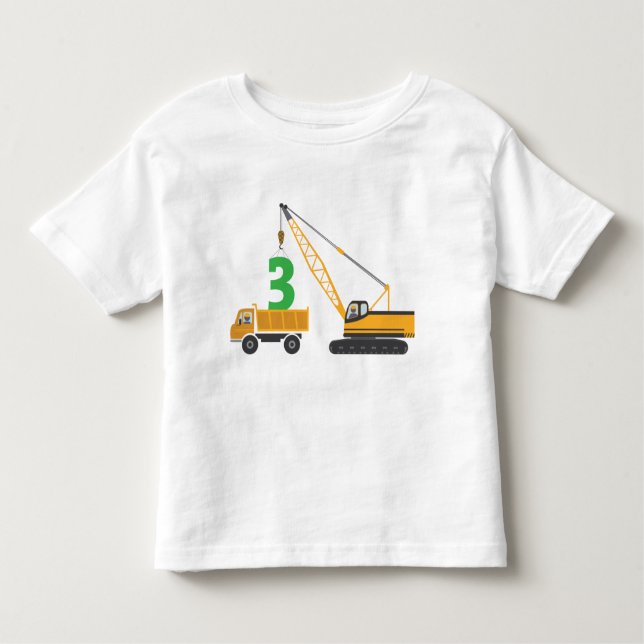 Camiseta Infantil T da construção do aniversário de 3 anos (Frente)
