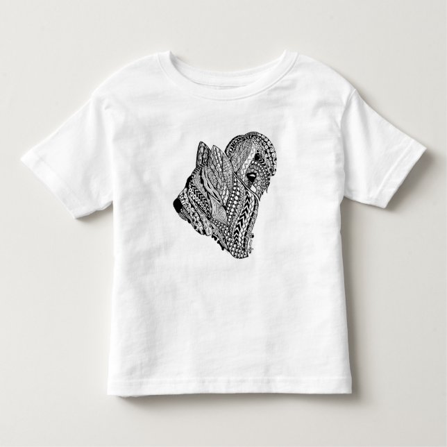 Camiseta Infantil T da criança de Briard B/W do zen (Frente)