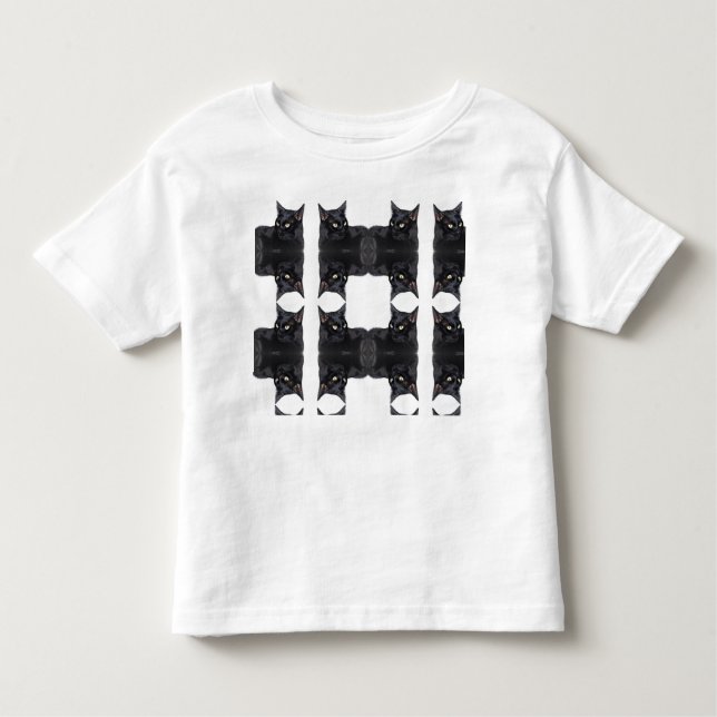 Camiseta Infantil T de muitos gatos pretos (Frente)
