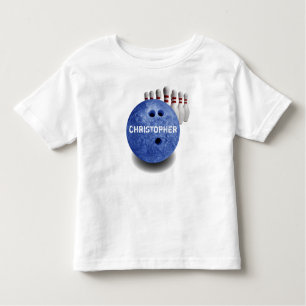 Camiseta Infantil T feito sob encomenda da bola da boliche azul