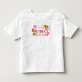 Camiseta Infantil T feliz floral elegante do plissado do dia das