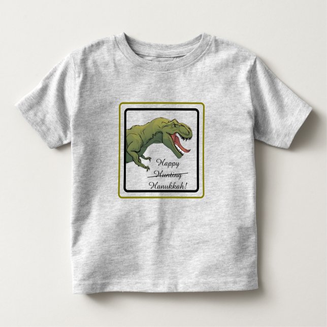 Camiseta Infantil T-Rex Dinossaur Hanukkah Unisex Bebê (Frente)