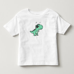 Camiseta Infantil T-Rex Fofo Tocando Música para Crianças🎵