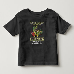 Camiseta Infantil T Rex não me interrompe enquanto estou lendo livro