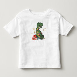 Camiseta Infantil T-Rex Os Corredores - Luzes de Natal Divertidas de