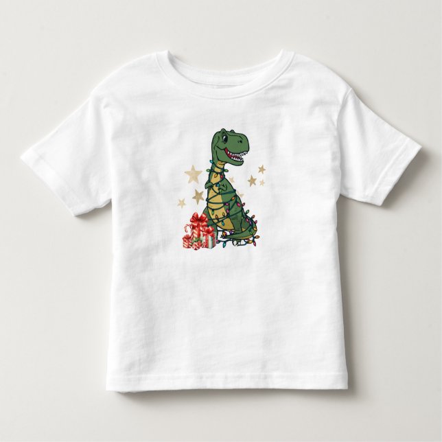 Camiseta Infantil T-Rex The Halls - Funny Dinosaur Christmas Lights (Frente)