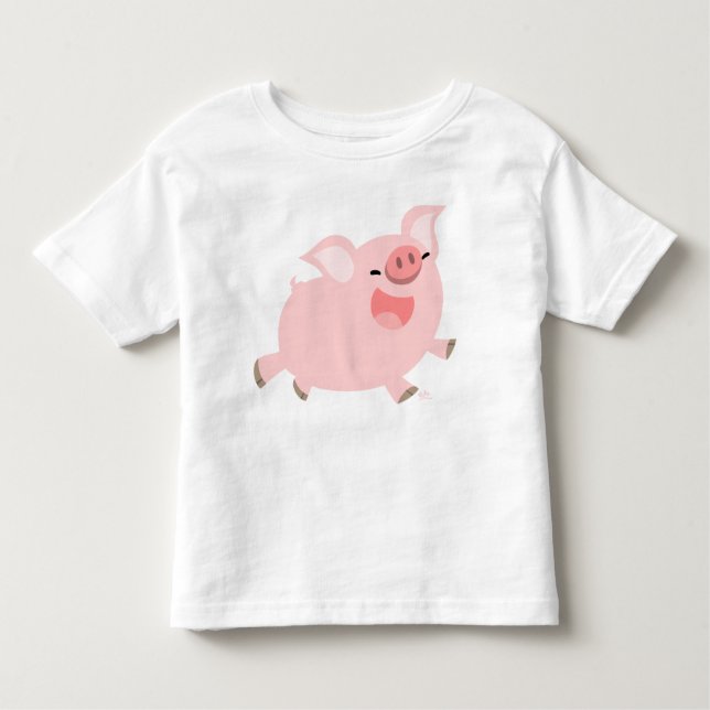 Camiseta Infantil T-shirt alegre das crianças do porco dos desenhos (Frente)