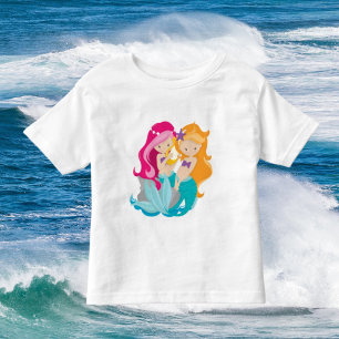 Camiseta Infantil T-shirt bonito da praia dos amigos da sereia das