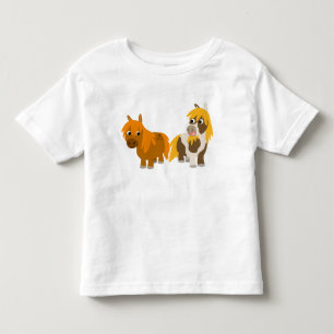 Camiseta Infantil T-shirt bonito de duas crianças dos pôneis dos