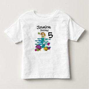 Camiseta Infantil T-shirt customizável do aniversário da sereia