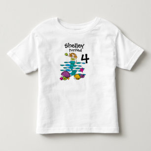 Camiseta Infantil T-shirt customizável do aniversário da sereia