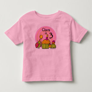 Camiseta Infantil T-shirt customizável do aniversário do cupcake d