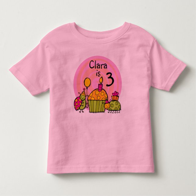 Camiseta Infantil T-shirt customizável do aniversário do cupcake do (Frente)