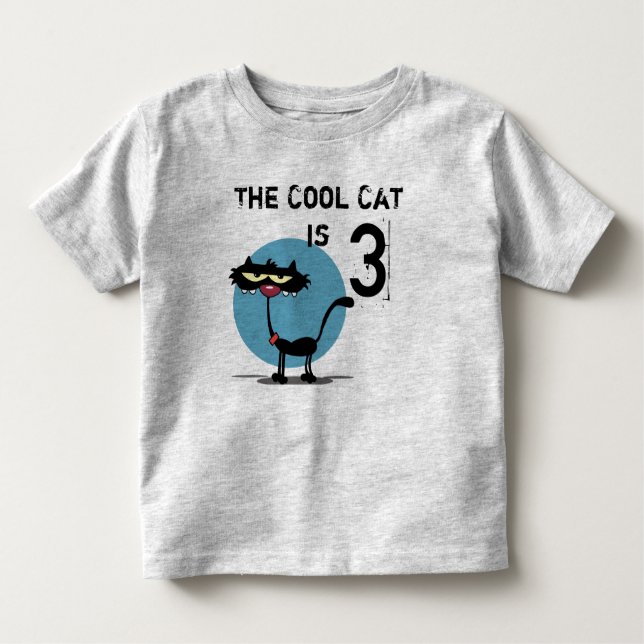 Camiseta Infantil T-shirt customizável do aniversário do gato legal (Frente)