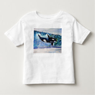 Camiseta Infantil T-shirt da aguarela da baleia da orca