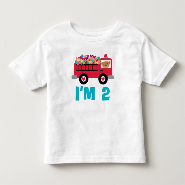 Camiseta Infantil T-shirt da criança do bombeiro do Firetruck do (Frente)
