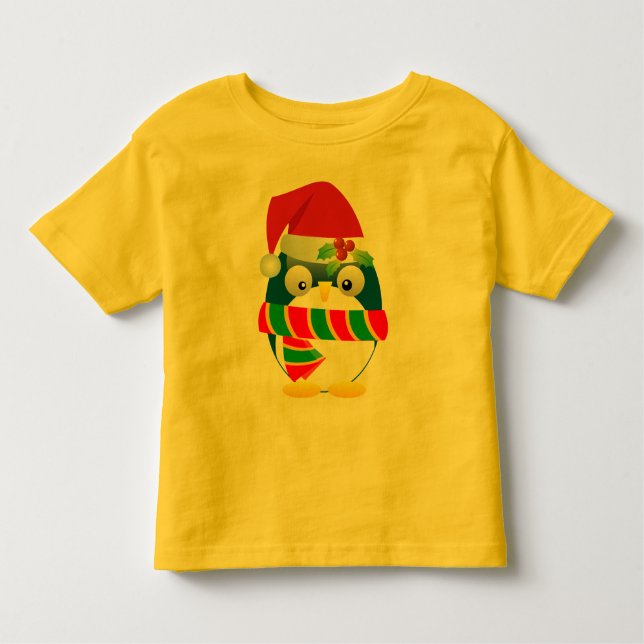 Camiseta Infantil T-shirt da criança do pinguim do papai noel (Frente)
