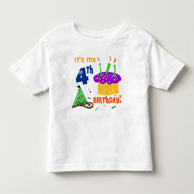 Camiseta Infantil T-shirt de 4.o aniversário (Frente)