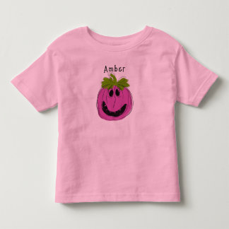 Camiseta Infantil T-Shirt de Dia das Bruxas Rosa Personalizado