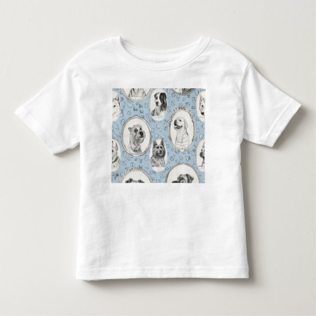 Camiseta Infantil T-Shirt de Folha Curta com Gráfico de Cães (Frente)