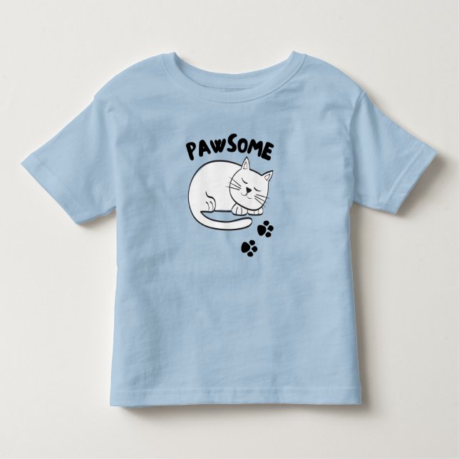 Camiseta Infantil T-Shirt de Gato PAWSOME (Frente)