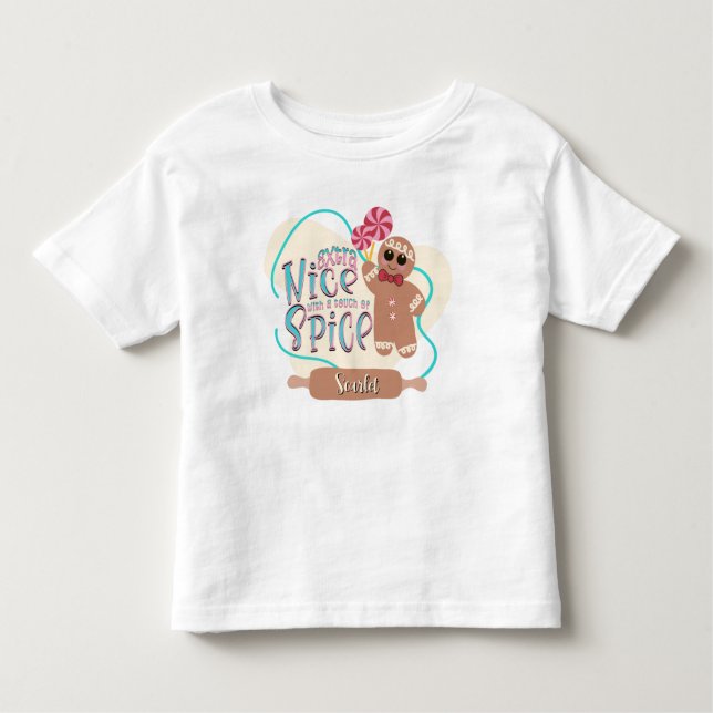 Camiseta Infantil T-shirt de Natal Personalizada do Gingerpão (Frente)