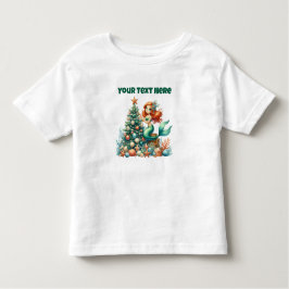 Camiseta Infantil T-Shirt de Sereia de Natal Personalizada