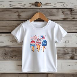 Camiseta Infantil T-Shirt de Sorvetes de 4 de julho