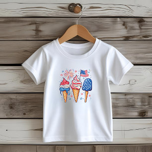 Camiseta Infantil T-Shirt de Sorvetes de 4 de julho
