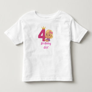 Camiseta Infantil T-Shirt do 4º Aniversário Toddler Fine Jersey