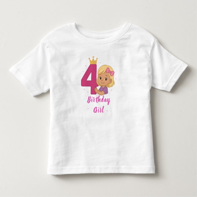 Camiseta Infantil T-Shirt do 4º Aniversário Toddler Fine Jersey (Frente)