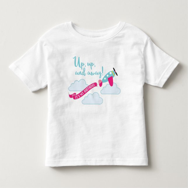 Camiseta Infantil T-shirt do aniversário do avião para meninas (Frente)