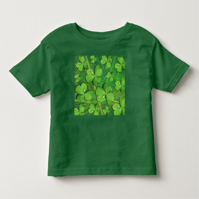 Camiseta Infantil T-Shirt do Dia de São Patrício de Shamrock Verde (Frente)